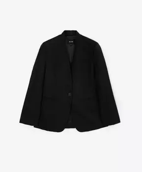 Пиджак двубортный с разрезами из ткани с высоким содержанием льна черный GLVR