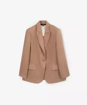 Пиджак льняной прямой свободной формы с одной шлицей сзади бежевый GLVR (XL)