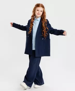 Пиджак оверсайз двубортный с лацканами синий Button Blue (170)