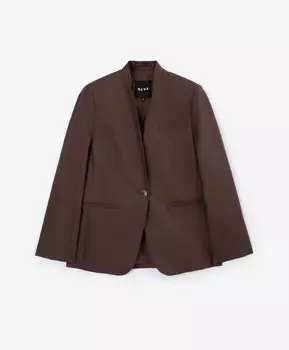 Пиджак полуприлегающего силуэта без воротника из ткани с высоким содержанием льна коричневый GLVR