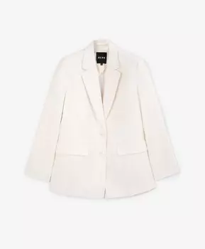 Пиджак силуэта умеренный оверсайз из ткани с высоким содержанием льна молочный GLVR