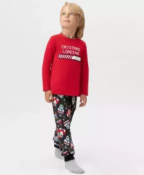 Пижама из лонгслива и брюк красная Button Blue (128-134)