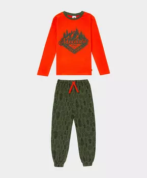 Пижама из лонгслива и брюк разноцветная Button Blue (128-134)