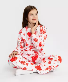 Пижама с брюками и футболкой с длинным рукавом с принтом Щелкунчик для девочки Button Blue (152-158)