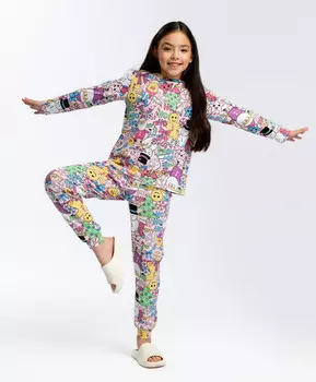 Пижама с принтом розовая Button Blue (140-146)