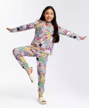 Пижама с принтом розовая Button Blue (98-104)