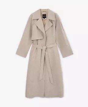 Плащ без подкладки из ткани с высоким содержанием льна бежевый GLVR