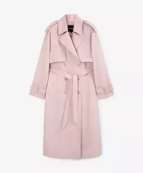 Плащ двубортный из текстиля с высоким содержанием хлопка розовый GLVR