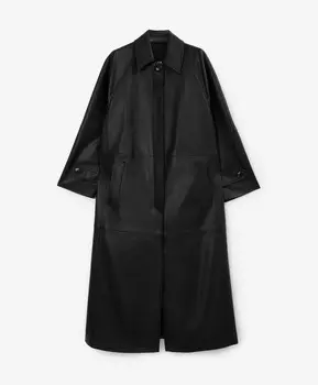 Плащ с рукавами-реглан из фактурной экокожи черный GLVR