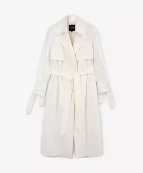 Плащ с запахом из денима с дестрой эффектом молочный GLVR