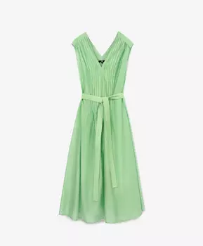 Платье А-силуэта из легкой полупрозрачной ткани салатовое GLVR (XL)