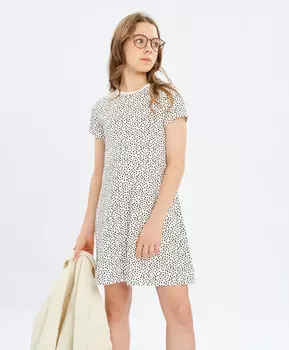 Платье белое с принтом в горошек Button Blue (140)