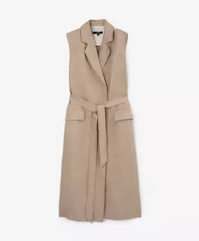 Платье без рукавов из 100% льна бежевое GLVR