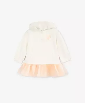 Платье детское белое с длинным рукавом из футера Gulliver