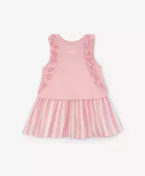 Платье из трикотажа и текстиля розовое для девочек Gulliver (80-48)