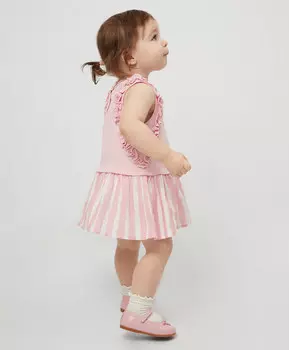Платье из трикотажа и текстиля розовое для девочек Gulliver (68-46)