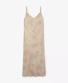 Платье из вареной вискозной ткани бежевое GLVR