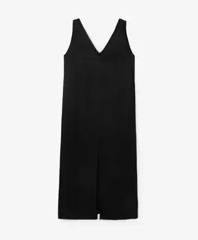 Платье макси трапециевидной формы без рукавов черное GLVR