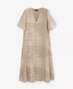 Платье макси трапециевидной формы с V-образной горловиной бежевое GLVR