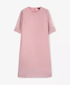 Платье прямое до колена из полупрозрачного вискозного крепа розовое GLVR