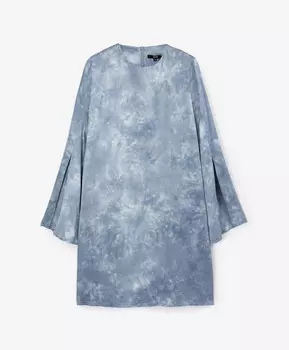 Платье прямое из вареной вискозной ткани с оригинальными рукавами голубое GLVR