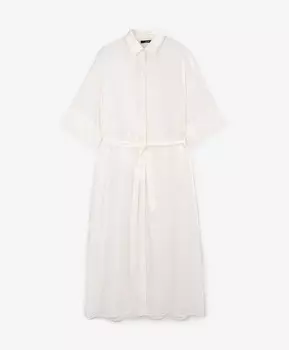 Платье рубашечного кроя из струящейся переливающейся ткани молочное GLVR