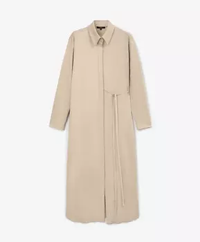 Платье рубашечного кроя макси из экозамши бежевое GLVR (L)