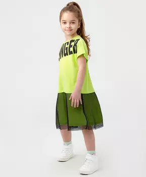 Платье с коротким рукавом салатовое Button Blue (98)