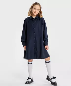 Платье с отрезной юбкой-трапецией синее Button Blue (170)