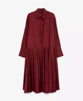 Платье трапециевидной формы рубашечного кроя со складками в нижней части бордовое GLVR (L)