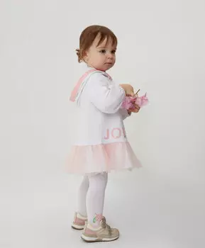 Платье трикотажное в спортивном стиле белое для девочек Gulliver (92-52)