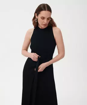 Платье вязаное полуприлегающего силуэта макси черное GLVR (S)