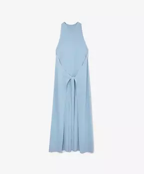 Платье вязаное полуприлегающего силуэта макси голубое GLVR (S)