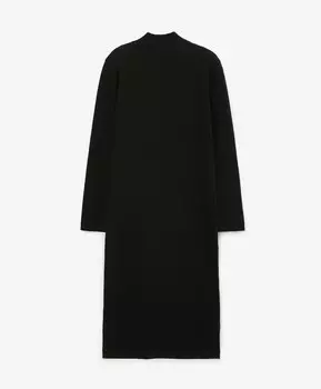 Платье вязаное прямое макси с молнией на спинке черное GLVR (M)