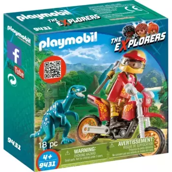 Playmobil Конструктор Гоночный мотоцикл с ящером