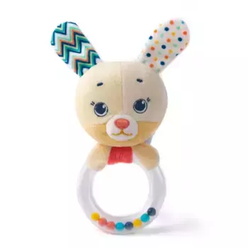 Мягкая погремушка пищалка для новорожденного Зайка Лаки