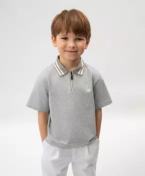 Поло с коротким рукавом для мальчика серое меланж Roberto Moretti
