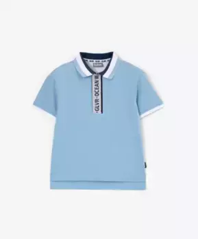 Поло с коротким рукавом голубое Gulliver (134)