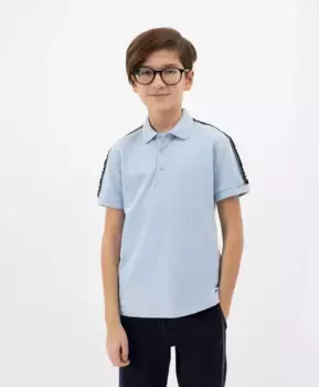 Поло с коротким рукавом голубое Gulliver (140)