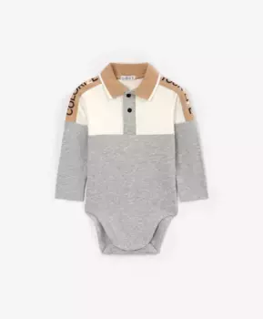 Поло с застежкой боди серое Gulliver (74)