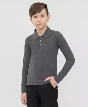Поло серое с длинным рукавом Button Blue (170)