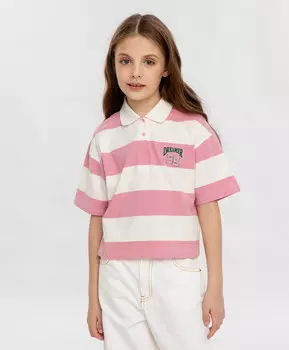 Поло укороченное в полоску для девочки Button Blue (134)