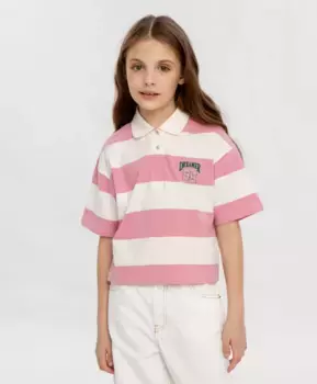 Поло укороченное в полоску для девочки Button Blue (152)