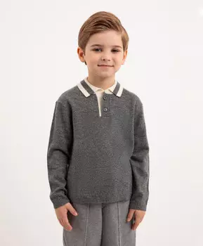 Поло вязаное из кашемира серое для мальчика Roberto Moretti