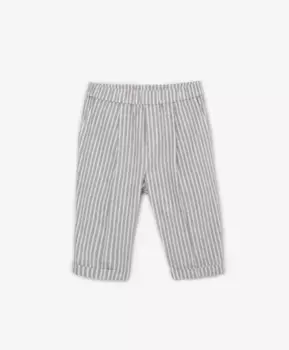 Брюки полосатые на резинке серые для мальчика Gulliver (80-48)