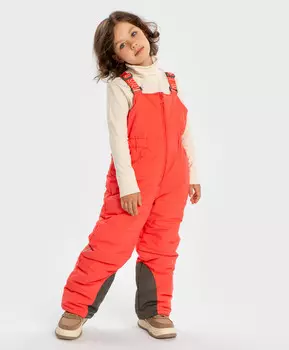 Полукомбинезон зимний водоотталкивающий на бретелях коралловый для девочки Button Blue