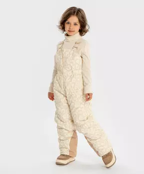 Полукомбинезон зимний водоотталкивающий с принтом леопард бежевый для девочки Button Blue (98)