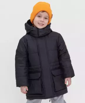 Полупальто демисезонное черное Button Blue (104)