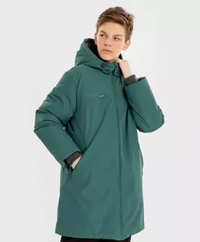 Полупальто демисезонное длинное с капюшоном зеленое для мальчика Button Blue