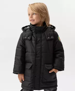 Полупальто демисезонное с капюшоном черное Button Blue (98)